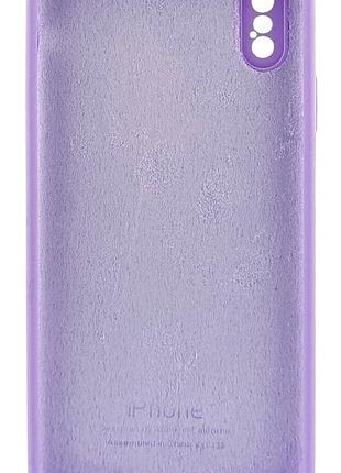 Чехол silicone case box для apple iphone xs max бампер soft touch с микрофиброй сиреневый 2