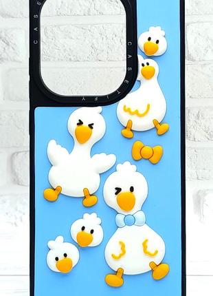 Чехол case tify для телефона xiaomi redmi note 14s бампер плотный голубой рисунком 3d duck