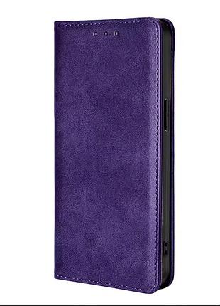 Чехол книжка leather flip для infinix hot 60i 4g (x6728) на магните с подставкой фиолетовый