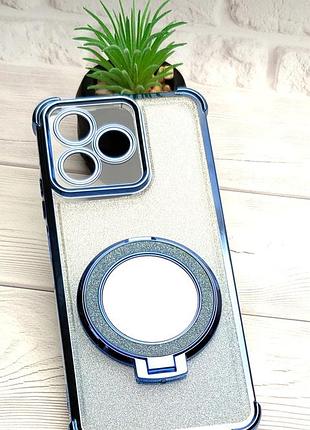 Чохол luxury case для realme note 50 (rmx3834) бампер силіконовий блискучий з кільцем підставкою блакитний
