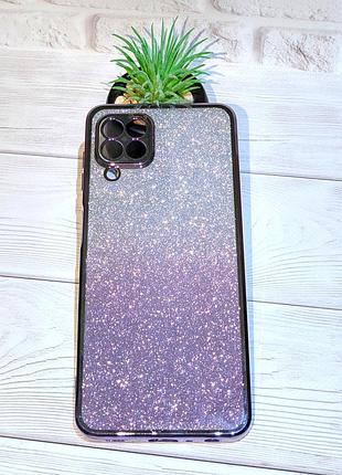 Чохол luxury case для samsung galaxy m22 / m225 бампер силіконовий ombre блискітки фіолетовий
