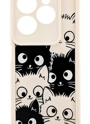 Чохол shock case print для tecno spark 20 pro (kj6) бампер силіконовий бежевий з малюнком cat