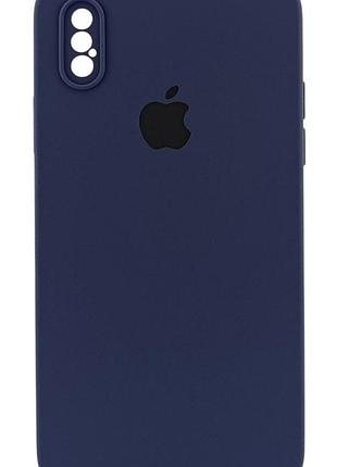 Чохол silicone case box для apple iphone x бампер soft touch з мікрофіброю темно-синій (7)