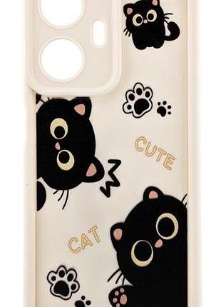 Чохол shock case print для realme c55 бампер силіконовий бежевий котики