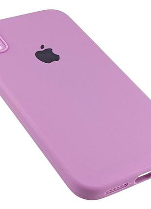 Чехол silicone case box для apple iphone x бампер soft touch с микрофиброй сиреневый 3