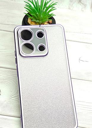 Чехол luxury case для xiaomi redmi note 13 4g бампер силиконовый ombre блестки фиолетовый