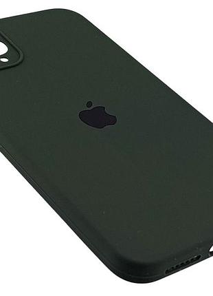 Чехол silicone case box для apple iphone 11 pro max бампер soft touch с микрофиброй темно-зеленый 3