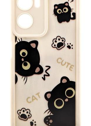 Чехол shock case print для motorola e15 бампер силиконовый бежевый рисунок котики
