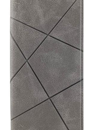 Чехол книжка business leather для xiaomi redmi 14c на магните с подставкой серый