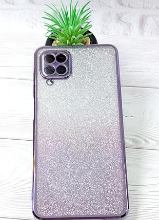 Чохол luxury case для samsung galaxy m12/ m127 бампер силіконовий ombre блискітки фіолетовий