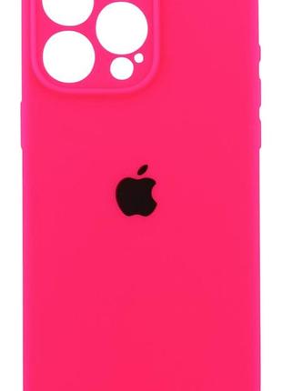 Чохол silicone case box для apple iphone 15 pro max бампер soft touch з мікрофіброю яскраво-рожевий