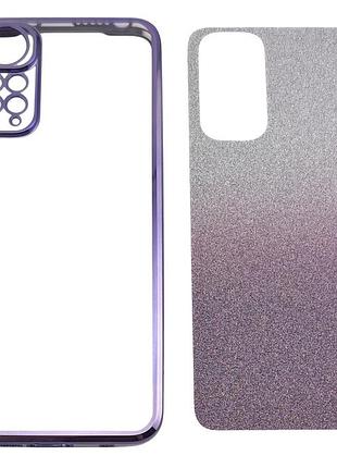 Чехол luxury case для xiaomi redmi note 11/ note 11s бампер силиконовый ombre блестки фиолетовый 3