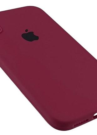 Чехол silicone case box для apple iphone xs бампер soft touch с микрофиброй бордовый 3