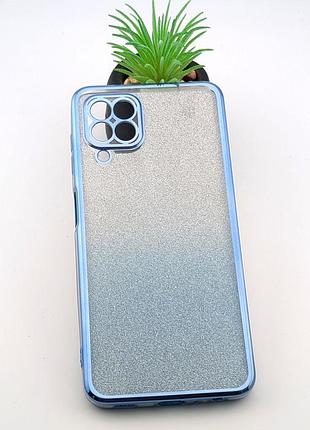 Чехол luxury case для samsung galaxy m32/ m325 бампер силиконовый ombre блестки голубой