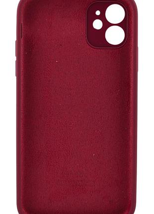 Чехол silicone case box для apple iphone 11 бампер soft touch с микрофиброй малиновый (без лого) 2