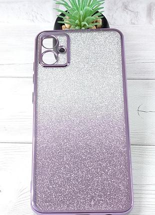 Чохол luxury case для samsung galaxy a05 / a055 бампер силіконовий ombre блискітки фіолетовий