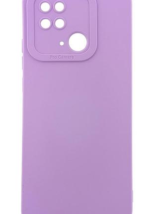 Чехол pro camera для xiaomi redmi 10c бампер с микрофиброй сиреневый