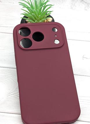 Чохол silicone case box для apple iphone 17 pro бампер soft touch з мікрофіброю бордовий (без лого)