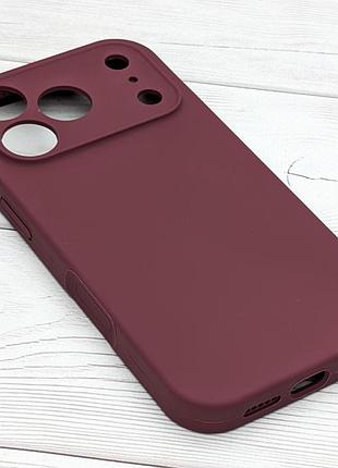 Чехол silicone case box для apple iphone 17 pro бампер soft touch с микрофиброй бордовый (без лого) 3