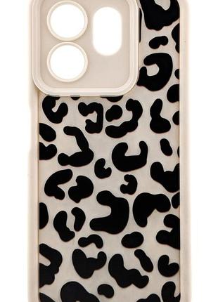 Чехол shock case print для infinix hot 50i (x6531, x6531b) бампер силиконовый бежевый леопард
