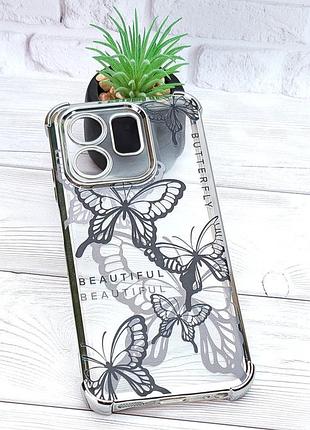 Чохол luxury case print для infinix hot 50i (x6531, x6531b) бампер силіконовий прозорій з малюнком метелики