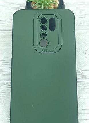 Уценка !!!! чехол pro camera для xiaomi redmi 9 бампер с микрофиброй зеленый (уценка)