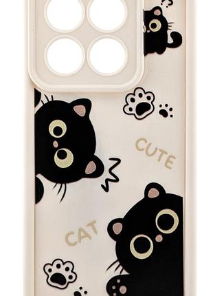 Чехол shock case print для xiaomi 15t бампер силиконовый бежевый с рисунком котики