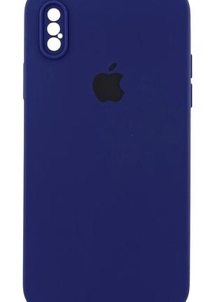 Чохол silicone case box для apple iphone x бампер soft touch з мікрофіброю синій (39)