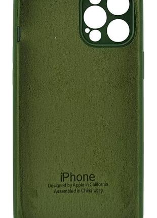 Чехол silicone case box для apple iphone 12 pro max бампер soft touch с микрофиброй зеленый 2