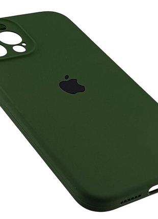 Чехол silicone case box для apple iphone 12 pro max бампер soft touch с микрофиброй зеленый 3