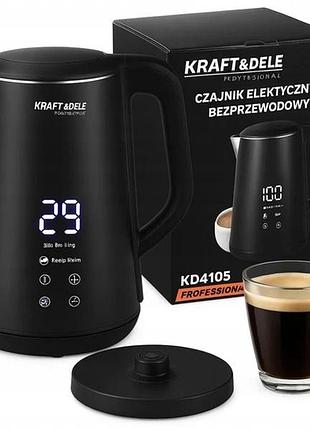 Електричний чайник з контролем температури 1,6 л 1500 вт kraft&dele kd4105 чорний