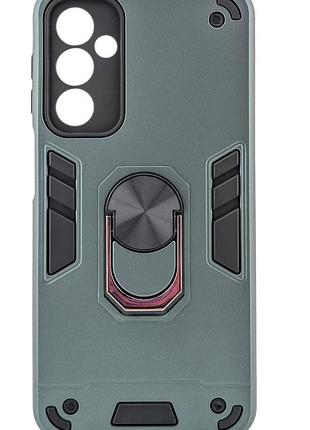 Чехол armored ring для samsung galaxy m34 5g / m326 противоударный с подставкой кольцо зеленый