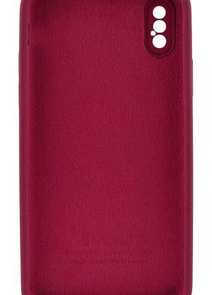Чохол silicone case box для apple iphone x бампер soft touch з мікрофіброю бордовий 2