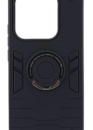 Чехол spgen ring для xiaomi redmi note 14 5g противоударный с подставкой кольцо черный