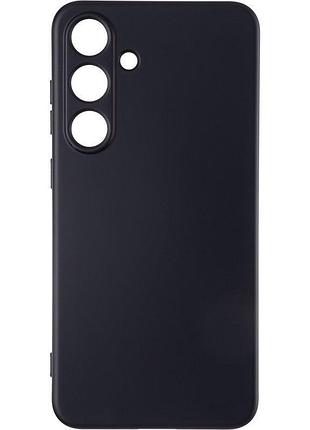Чехол silicone case для samsung galaxy s25 plus бампер с микрофиброй черный