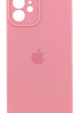 Чохол silicone case box для apple iphone 12 бампер soft touch з мікрофіброю світло-рожевий