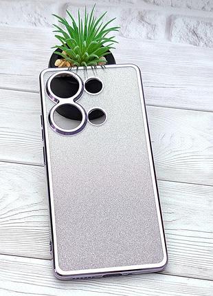 Чехол luxury case для xiaomi redmi note 13 pro 4g бампер силиконовый ombre блестки фиолетовый