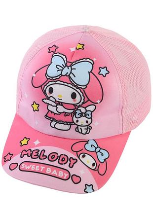 Детская кепка для девочки my melody р. 50–54 | розовая бейсболка с сеткой и застёжкой