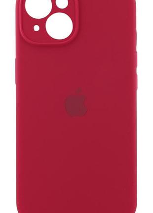 Чехол silicone case box для apple iphone 15 бампер soft touch с микрофиброй малиновый