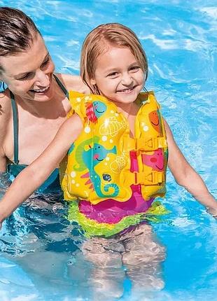 Intex 59661 надувний жилет "рибки" для плавання 41x30 см, 3 5 років, дитячий, 3 камери, яскравий .