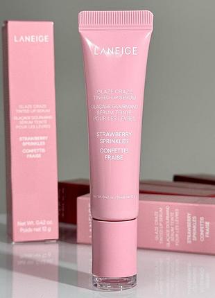 Тонуючий блиск-сироватка для губ laneige glaze craze tinted lip serum (strawberry sprinkles) 12 g