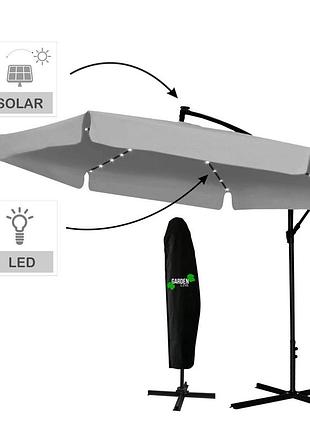 Парасолька садова з чохлом та led освітленням banana 3 м chomik gdow