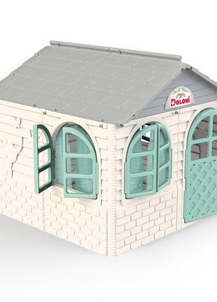 Ігровий будиночок зі шторками doloni toys 129х129х120см бежево-бірюзовий
