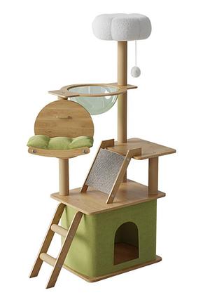 Кігтеточка-комплекс для кота (cat tree) з поличками та будиночком, стійка конструкція volso y-18, 1м
