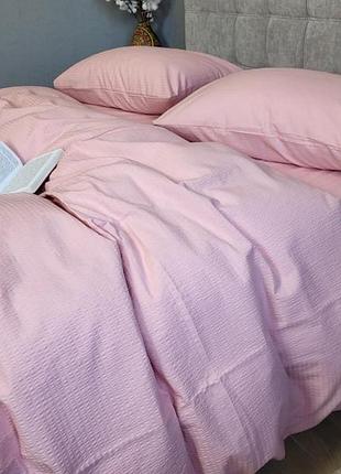 Постельное белье ранфорс-жатка персиковий двуспальный евро