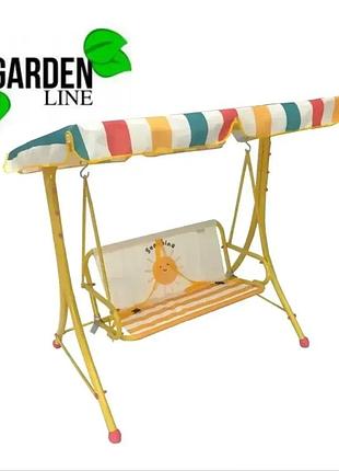 Детские садовые качели с навесом garden line kre1128 двойная,желтая 117 х 73 х 107 см