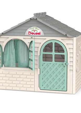 Ігровий будиночок зі шторками doloni toys 129х120х69 см біло-бірюзовий