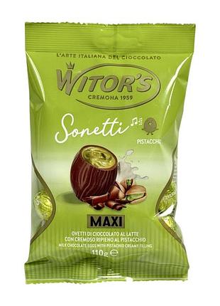 Шоколадные конфеты witor's sonetti maxi с фисташковой начинкой 110 г