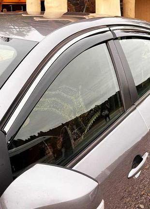 Ветровики с хромированным молдингом niken luxury (4 шт) для renault fluence 2009-2016 гг
