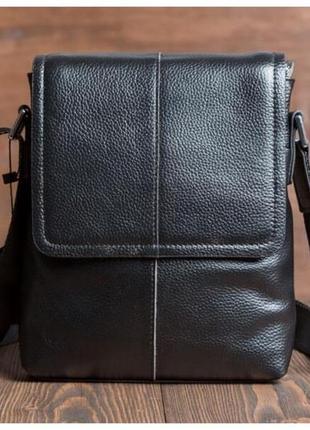 Мужская кожаная сумка через плечо tiding bag черного цвета m1506a